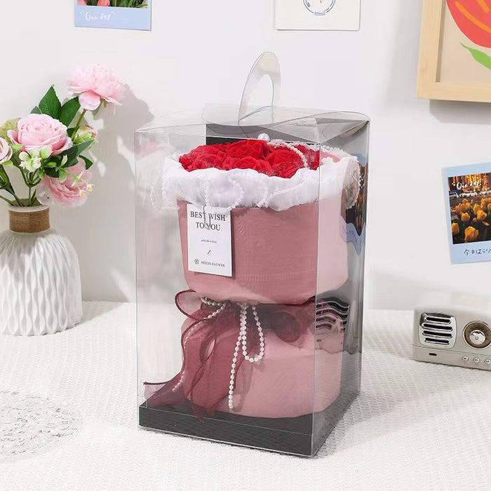 Bulk 3Pcs Artificial Floral Bouquet with Floral In Vase and Card Wholesale