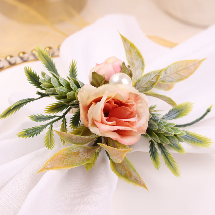 Bulk Set of 10pcs Artificial Peony Silk Flowers Napkin Rings Wholesale