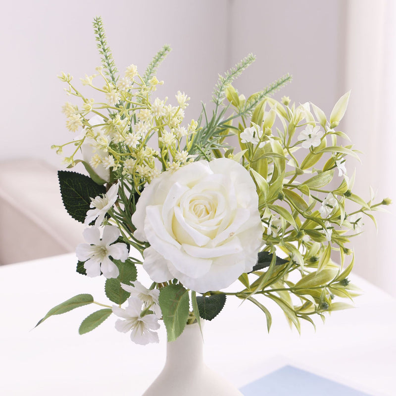 Bulk 16.5" Rose Bouquet Mixed Greenery Wedding Flowers Artificial Wholesale