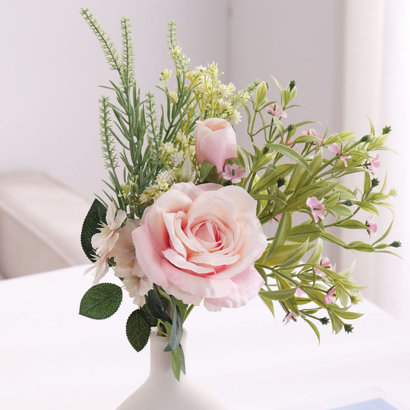 Bulk 16.5" Rose Bouquet Mixed Greenery Wedding Flowers Artificial Wholesale