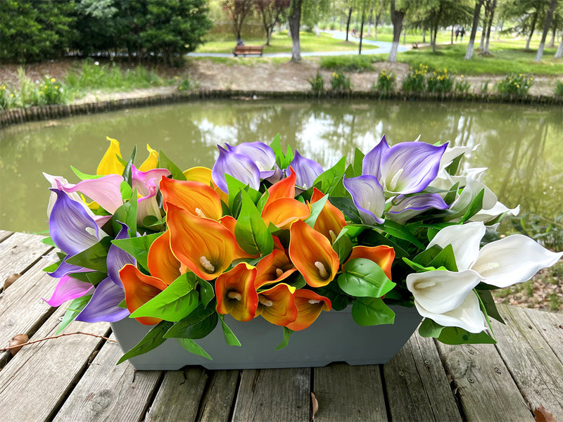 Plantes de lys calla exclusives en vrac de 16 pouces Fleurs résistantes aux UV pour l'extérieur Vente en gros 