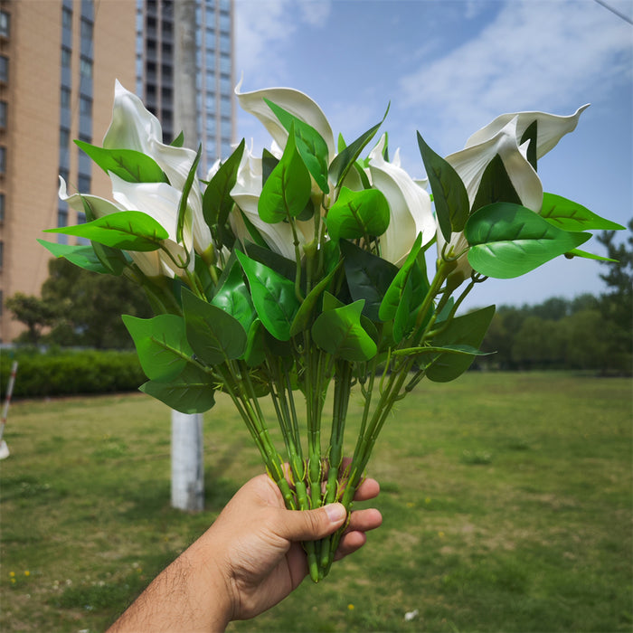 Exclusivo a granel 16" Flores artificiales Calla Lily Bush para exteriores 