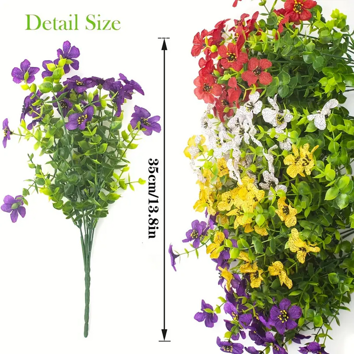 Bulk 12 Bundles Mixed Faux UV Resistant Flowers Bush Shrubs for Outdoors Wholesale