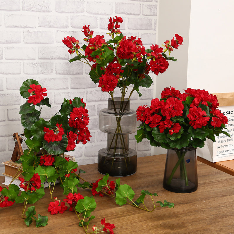 Bulk Geranium Flowers Stem Spray Hanging Trailing Bush Red Floral Artificial Wholesale