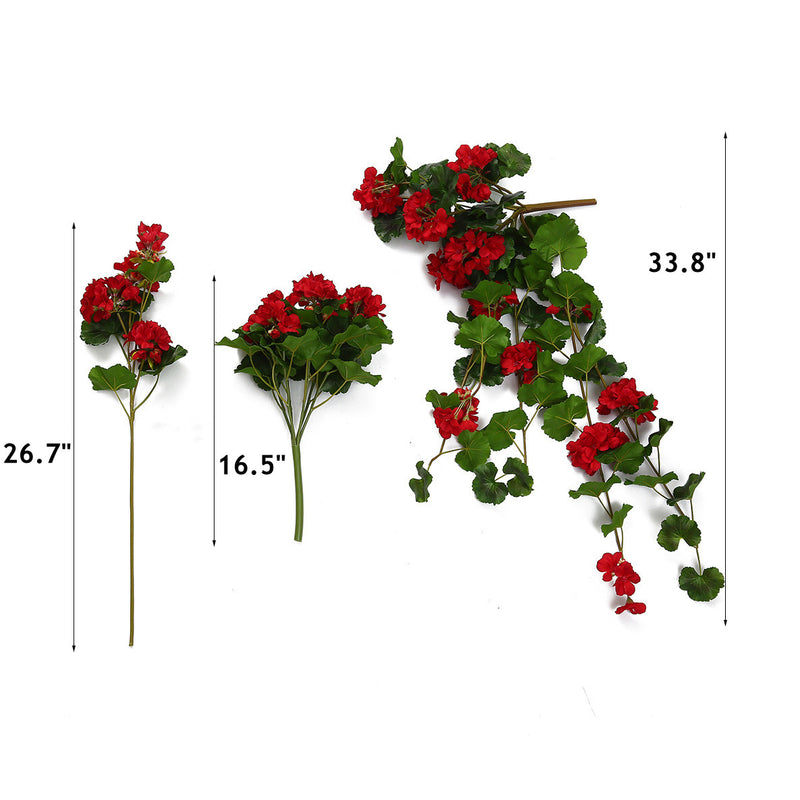 Bulk Geranium Flowers Stem Spray Hanging Trailing Bush Red Floral Artificial Wholesale