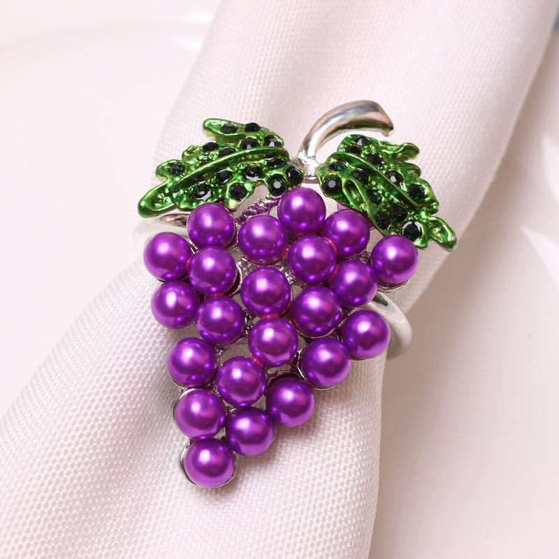 Lot de 12 ronds de serviette en forme de raisin et de fruits artificiels pour fête hawaïenne Luau