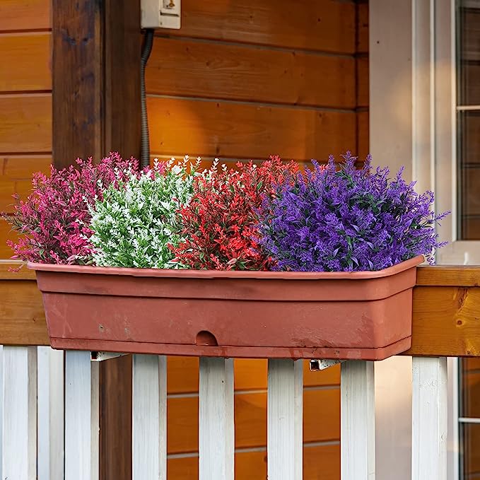 Bulk Artificial Greenery Plants Lavender UV Resistant Shrubs for Outdoors Hanging Planters Window Box Front Porch Indoor Decorations Wholesale