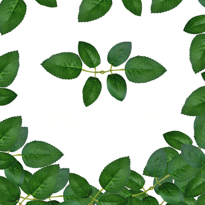 Hojas verdes artificiales 15 piezas de seda verde a granel hojas de flores rosas falsas 