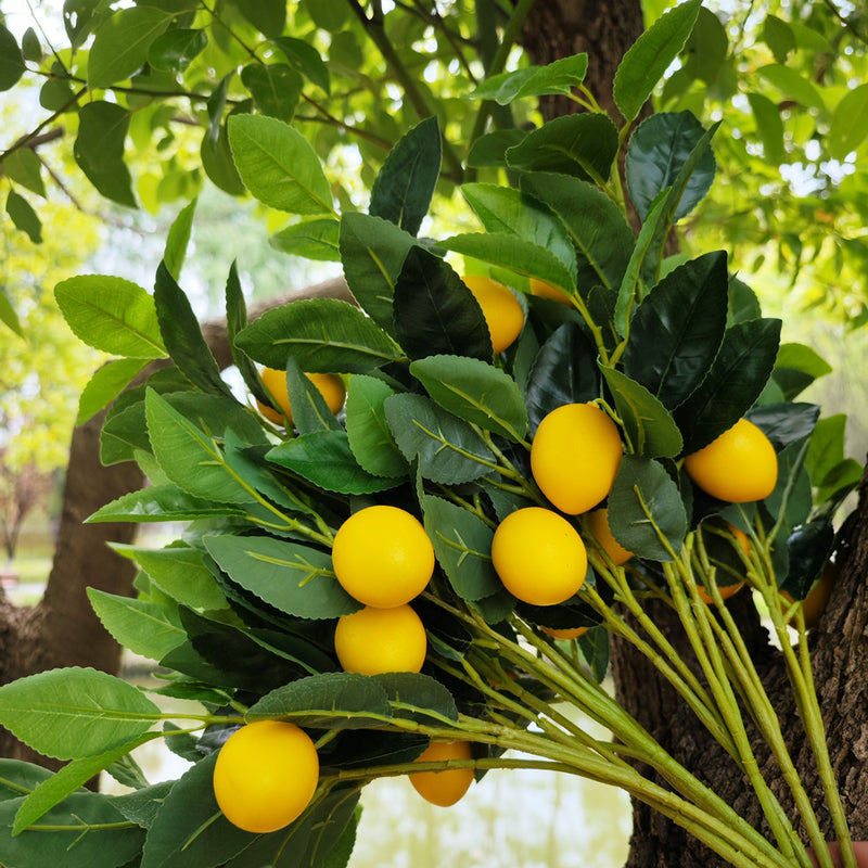 Bulk Exclusive 14" Artificial Lemon Bush Branches for Home Decor Fake Strawberry Stems for Holiday Decorations