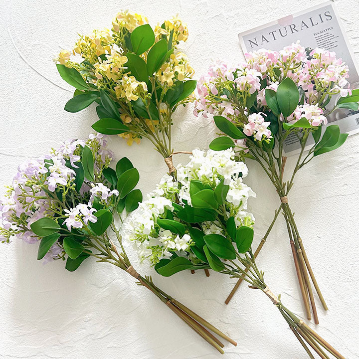 Bouquet de tiges de lilas artificielles en vrac, 3 pièces, fleurs en soie pour bricolage, vente en gros