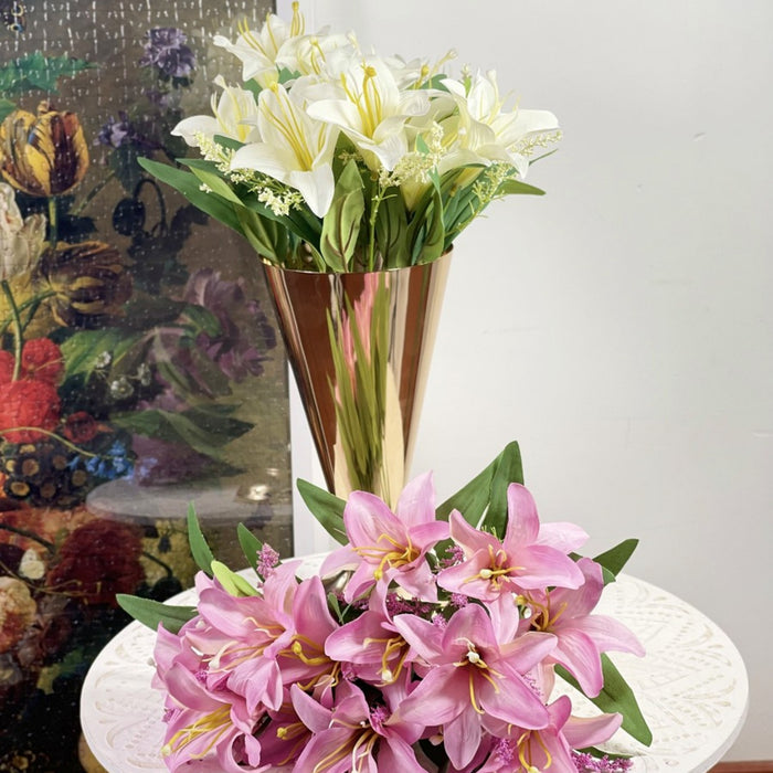Bulk 13" 2Pcs Artificial Lily Bush Bouquet Table Centerpieces Arrangement Silk Flowers Wholesale