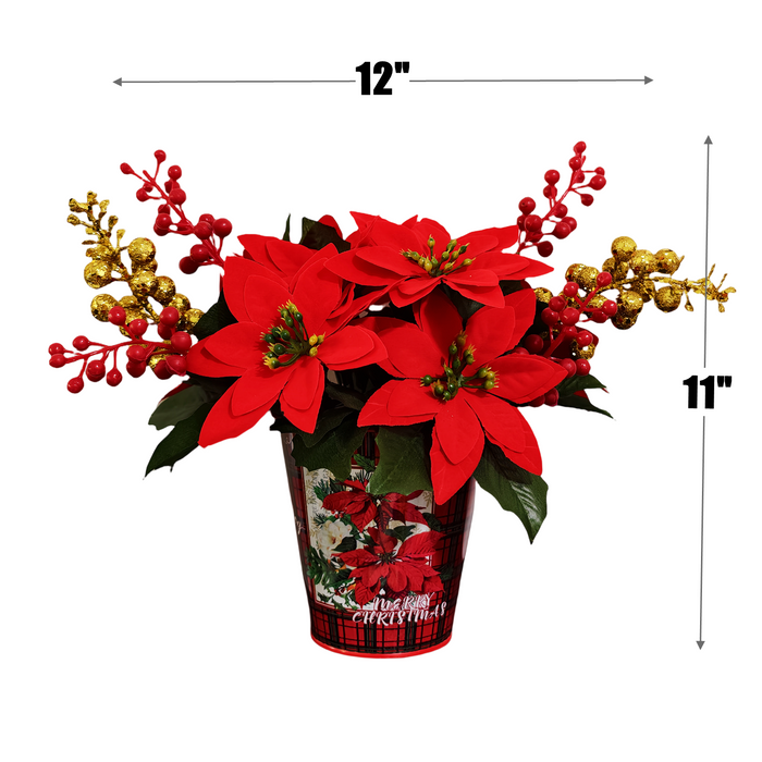 Bulk 11" Glitter Artificial Poinsettia Arrangement Christmas Decor Wholesale