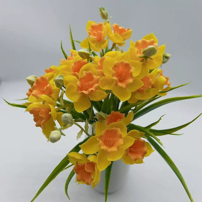 Artificial Narcissus Flowers, Realistic Fake Daffodil Bouquet for Home Decor, Wedding/Table Arrangement