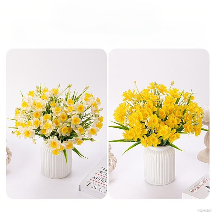Artificial Narcissus Flowers, Realistic Fake Daffodil Bouquet for Home Decor, Wedding/Table Arrangement