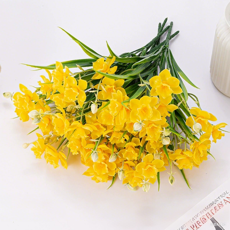 Lifelike Artificial Daffodil Flowers - 5-Stem Set with 10 Blooms, 14.6" Tall