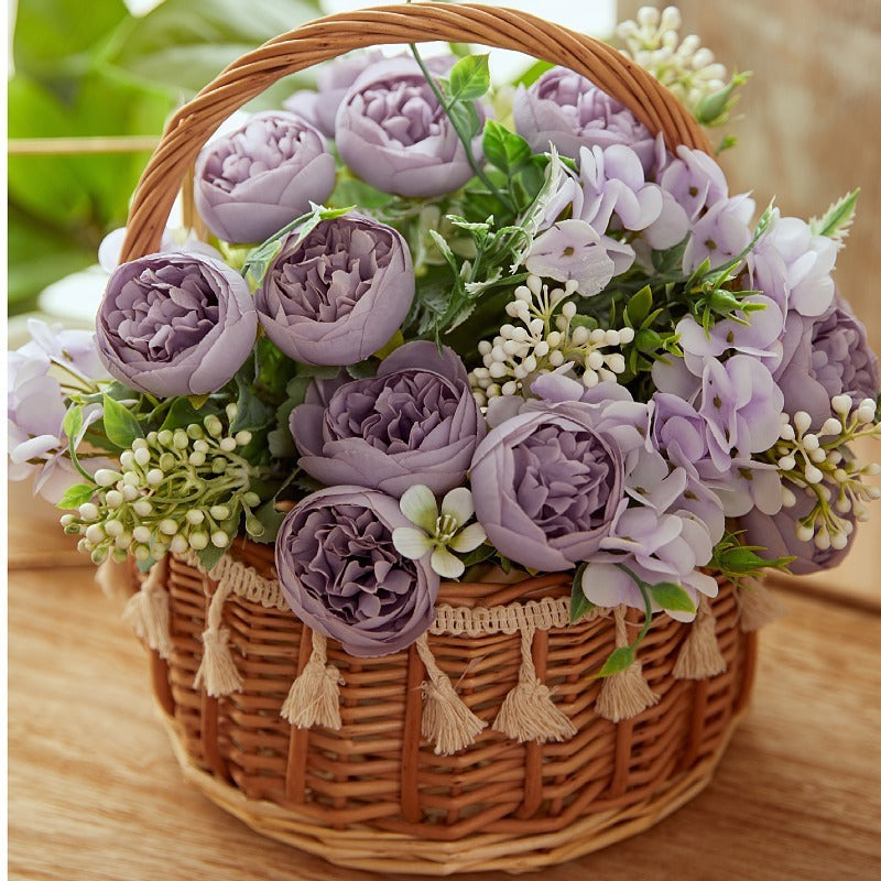 Bulk 10" Small Artificial Peony Bush for Wedding Faux Peony Arrangement Wholesale