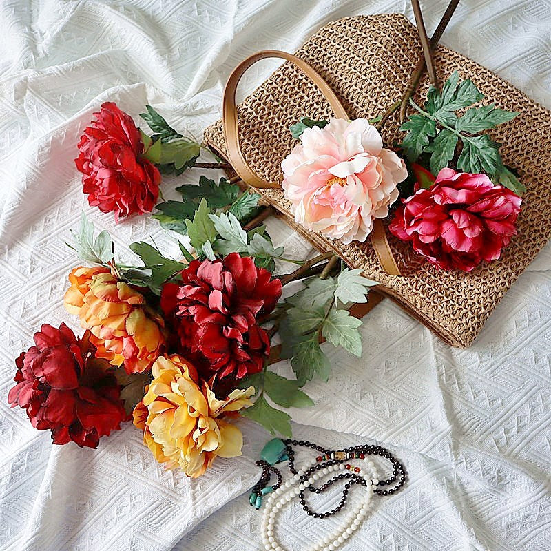 20.4 Inch Artificial Peony Flowers - Realistic Fake Peonies for Home Decor, Wedding Bouquets, DIY Crafts