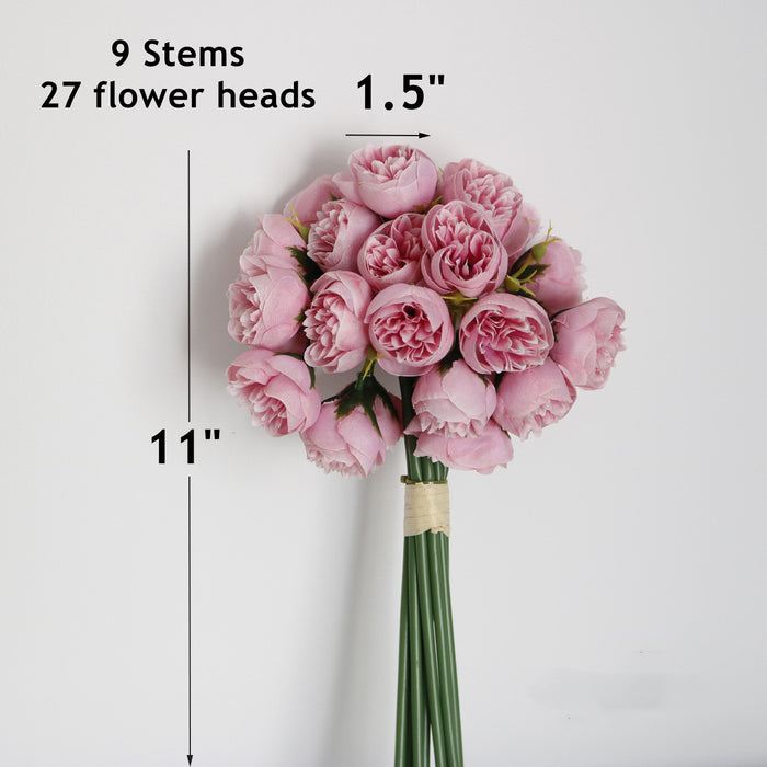 Bulk 11" 27 Flower Heads Artificial Peony Flower Bouquet 9 Stems Wholesale