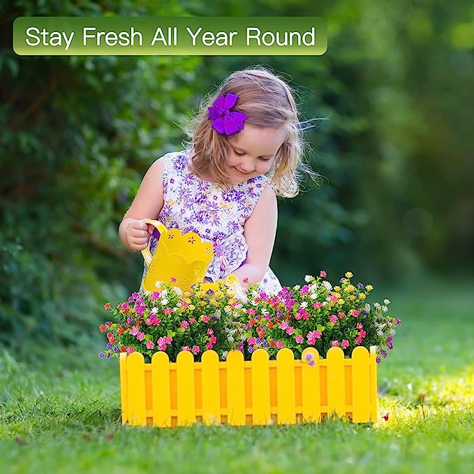 A granel 8 piezas de plantas verdes artificiales flores arbustos resistentes a los rayos UV para exteriores macetas colgantes caja de ventana porche delantero decoraciones de interior al por mayor