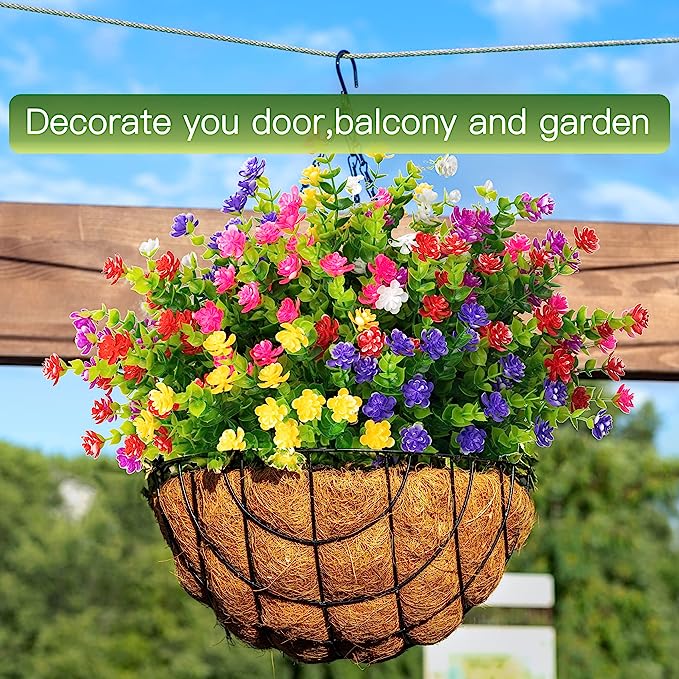 A granel 8 piezas de plantas verdes artificiales flores arbustos resistentes a los rayos UV para exteriores macetas colgantes caja de ventana porche delantero decoraciones de interior al por mayor