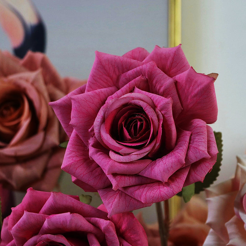 Bulk 3 Rose Heads Stems Spray Artificial Rose Arrangements Wholesale