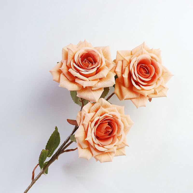 Bulk 3 Rose Heads Stems Spray Artificial Rose Arrangements Wholesale