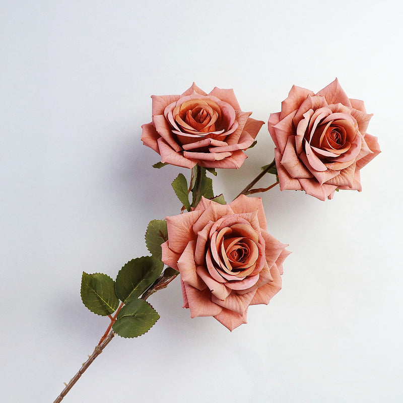Bulk 3 Rose Heads Stems Spray Artificial Rose Arrangements Wholesale