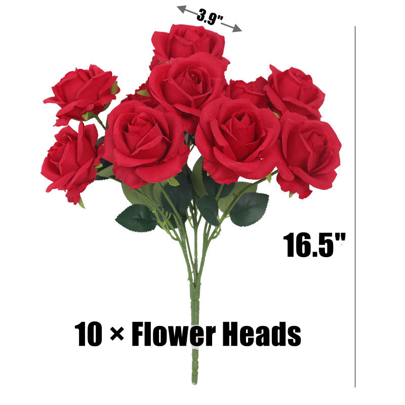 Bulk 16.5" Artificial Rose Bouquet Bush - Realistic Faux Flowers for Floral Arrangements, Home Decor, Wedding Centerpieces & DIY Crafts Wholesale