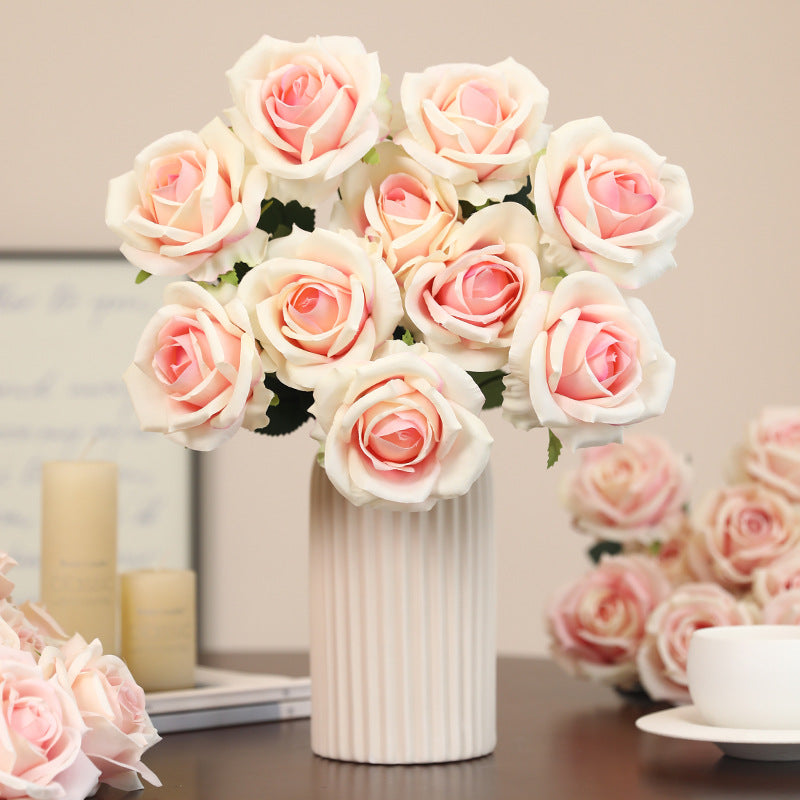 Bulk 16.5" Artificial Rose Bouquet Bush - Realistic Faux Flowers for Floral Arrangements, Home Decor, Wedding Centerpieces & DIY Crafts Wholesale