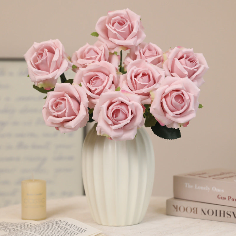 Bulk 16.5" Artificial Rose Bouquet Bush - Realistic Faux Flowers for Floral Arrangements, Home Decor, Wedding Centerpieces & DIY Crafts Wholesale