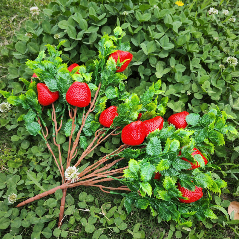 Plantes fruitières artificielles exclusives en vrac de 17 pouces, buisson de fraises pour l'extérieur, vente en gros 