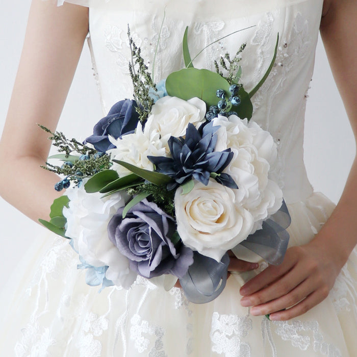 Bulk Artificial French Bridal Bouquets Navy Wedding Bouquets Wholesale