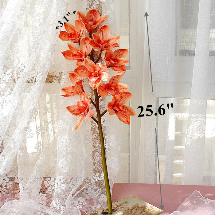 Bulk Autumn Cymbidium Stems Real Touch Fall Orange Flowers Artificial Wholesale