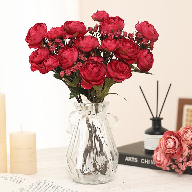 Bulk 12.5" Artificial Autumn Ranunculus Bouquet Realistic Fall Flowers for Fall Decor Thanksgiving Tabletop Wreath DIY Wholesale