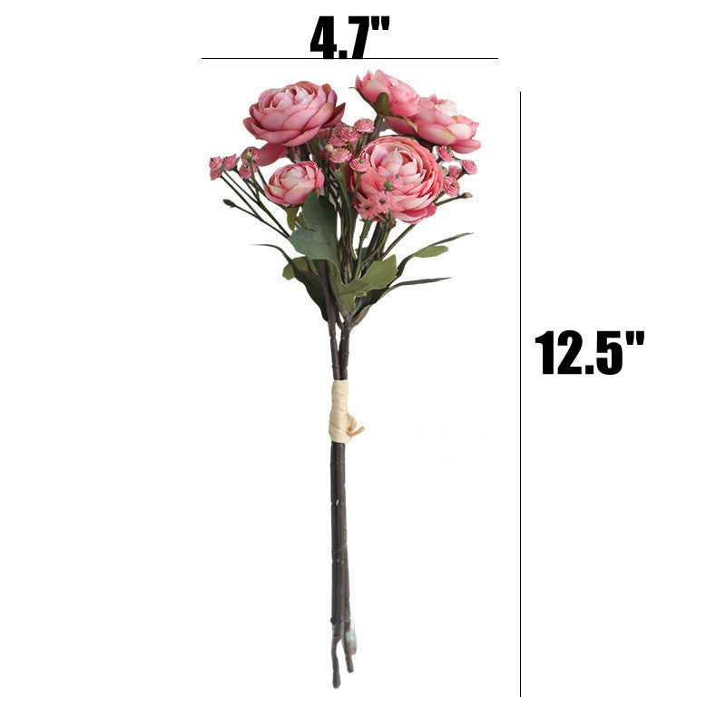 Bulk 12.5" Artificial Autumn Ranunculus Bouquet Realistic Fall Flowers for Fall Decor Thanksgiving Tabletop Wreath DIY Wholesale