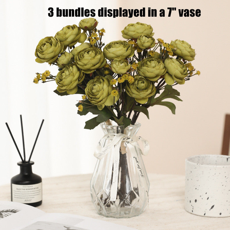 Bulk 12.5" Artificial Autumn Ranunculus Bouquet Realistic Fall Flowers for Fall Decor Thanksgiving Tabletop Wreath DIY Wholesale
