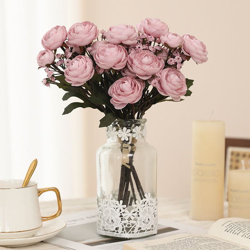 Bulk 12.5" Artificial Autumn Ranunculus Bouquet Realistic Fall Flowers for Fall Decor Thanksgiving Tabletop Wreath DIY Wholesale