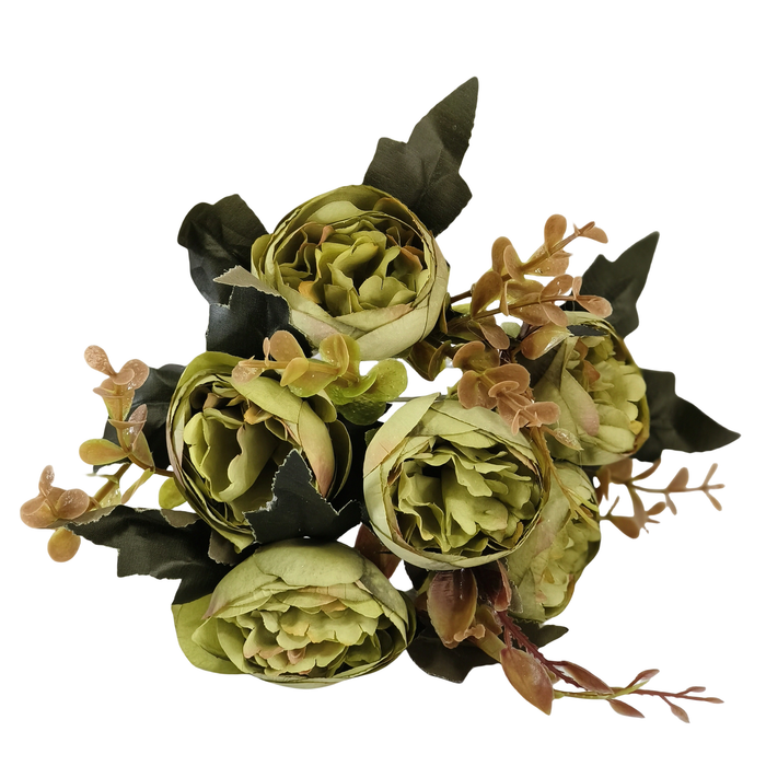 Clearance Bulk 12" Silk Peony Flowers Bush Vintage Artificial Peony Bouquet Wholesale