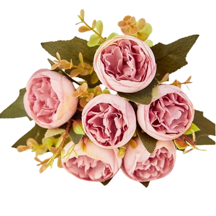 Clearance Bulk 12" Silk Peony Flowers Bush Vintage Artificial Peony Bouquet Wholesale