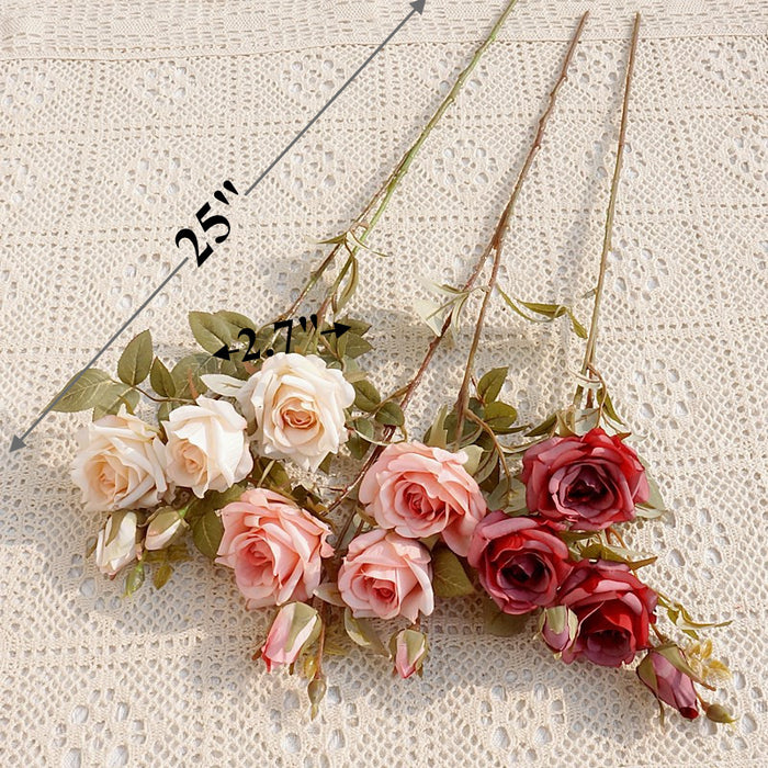 Bulk 25" Autumn Rose Spray Branches Silk Flowers Artificial Autumn Decoration Wholesale