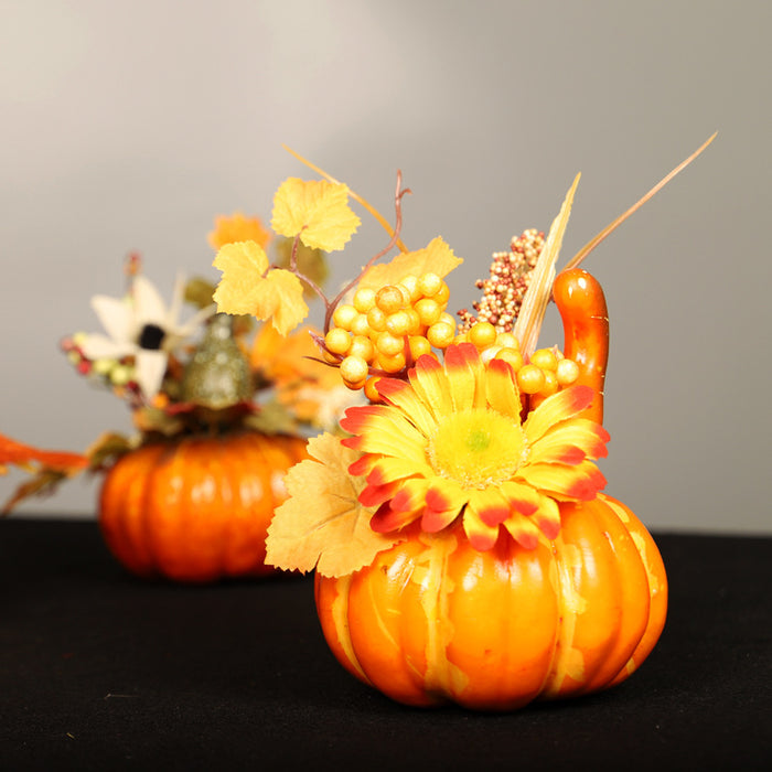 A granel 3 uds arreglos florales artificiales de otoño en adornos de jarrón de calabaza al por mayor 