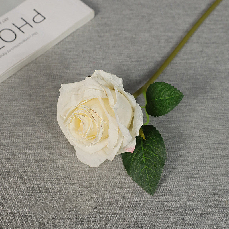 Fleurs artificielles en soie avec tige de rose à bord brûlé d'automne en vrac de 11 pouces en gros