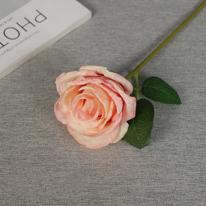 Fleurs artificielles en soie avec tige de rose à bord brûlé d'automne en vrac de 11 pouces en gros