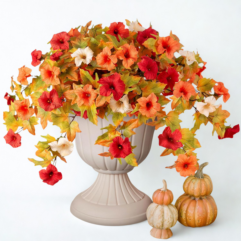 2PCS Realistic Artificial Petunias - UV Resistant Fall Flowers for Outdoor/Indoor Decor (Vibrant Colors)