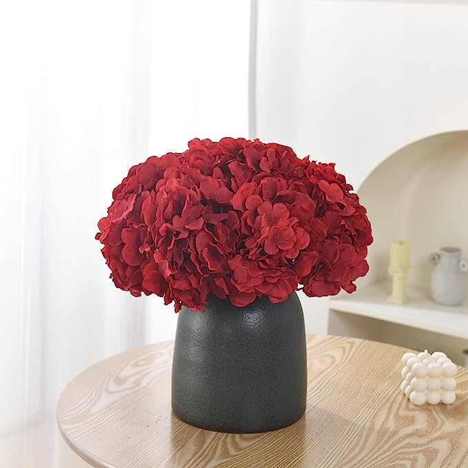 Cabezas de flores de seda de hortensia a granel con tallos Hortensia negra artificial para decoración de bodas Centros de mesa Ramos DIY Decoración floral para el hogar al por mayor