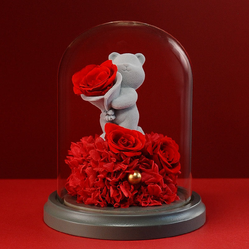 Bulk Preserved Rose with Cute Teddy Bear Valentine’s Day Gifts for Her Wholesale
