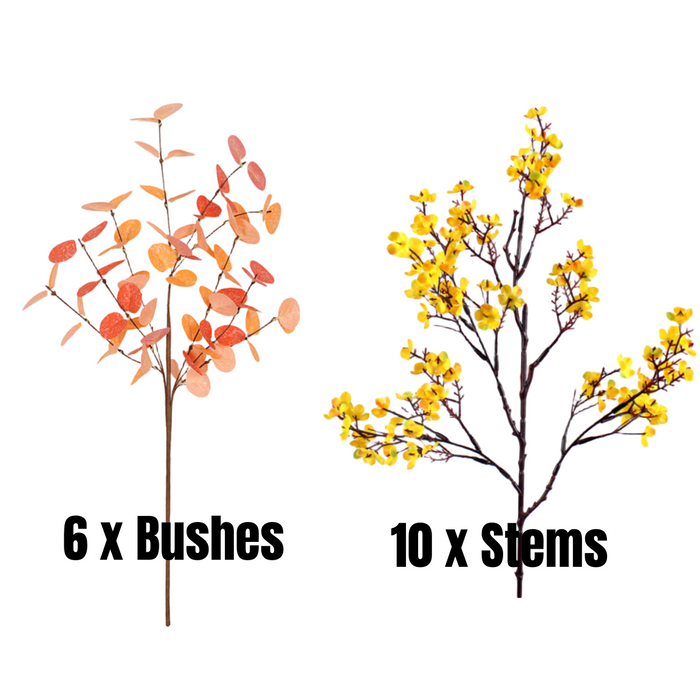 Bulk 21 Autumn Decor Artificial Eucalyptus Stems and Fake Babys Breat —  Artificialmerch