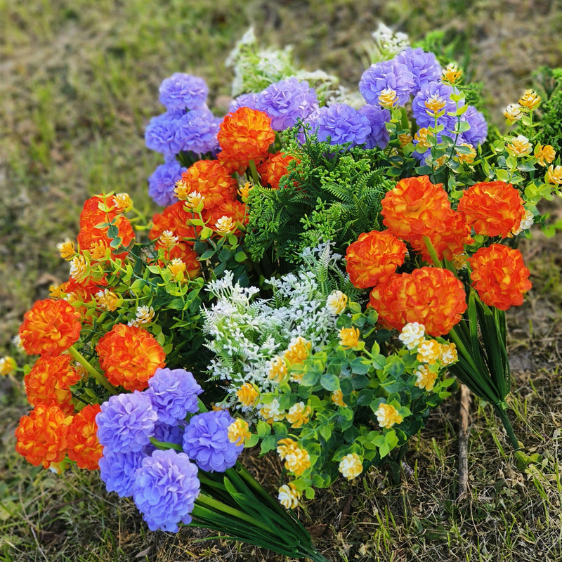 Bulk 16 Bundles Mixed Mum Ball Flowers UV Resistant for Outdoors Plants and Shrubs Wholesale