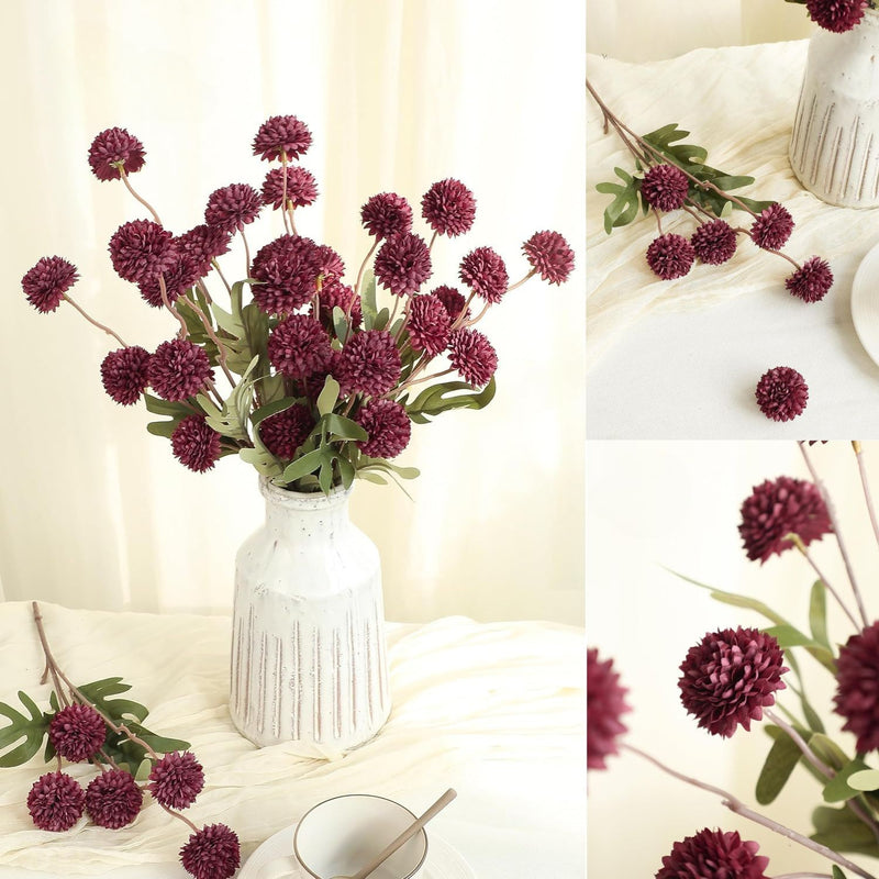 5Pcs Realistic Artificial Pompon Mums - Premium Silk Chrysanthemums for DIY Bouquets & Wedding Decor (Beige, Ready-to-Use, Great Value)