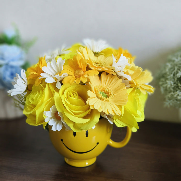 Be Happy Bouquet with Roses And Daisies Happy Floral Arrangement